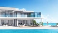 Luxury beach house with sea view swimming pool and terrace in modern design. Royalty Free Stock Photo