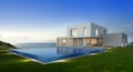 Luxury beach house with sea view swimming pool and terrace in modern design, Vacation home for big family Royalty Free Stock Photo