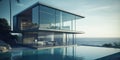 Luxury beach house with sea view swimming pool and terrace in modern design Royalty Free Stock Photo