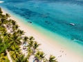 Luxury beach in Mauritius. Sandy beach with palms and blue ocean. Aerial view Royalty Free Stock Photo