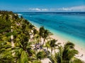 Luxury beach in Mauritius. Sandy beach with palms and ocean. Aerial view Royalty Free Stock Photo
