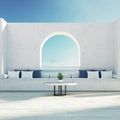 Luxury beach outdoor living - Santorini island style - 3D rendering