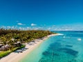 Luxury beach with resort and ocean in Mauritius. Aerial view Royalty Free Stock Photo