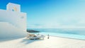 Luxury beach sea view hotel and resort - santorini style - 3D rendering