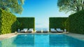 Luxury Beach Sea View Pool Villa - 3D rendering Royalty Free Stock Photo