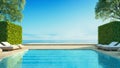 Luxury Beach Sea View Pool Villa - 3D rendering Royalty Free Stock Photo