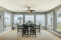 Luxury beach view diningroom with view of the ocean Royalty Free Stock Photo