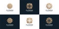 Luxury beautiful flower logo design for yoga cosmetic health hotel resort