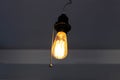 Luxury beautiful retro edison light cone glowing tungsten one lamp decor.