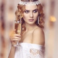 Luxury Beautiful young woman with champagne Royalty Free Stock Photo