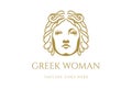 Luxury Beauty Greek Woman Girl Lady Goddess Head Face Hair Logo Design Vector Royalty Free Stock Photo