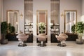 Luxury beauty salon interior, inside modern hairdressing shop