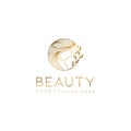 Luxury beauty woman line art logo design