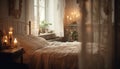 Luxury bedding and elegant decor create a cozy hotel suite generated by AI Royalty Free Stock Photo