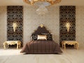 Luxury bedroom with golden furniture