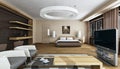 Luxury bedroom interior in daylight