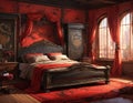 Luxury bedroom with red colours Royalty Free Stock Photo