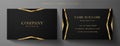 Luxury black Business card design template with gold Art Deco geometric lines VIP Gift Card