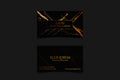 Luxury black business card with marble texture and gold detail vector template, banner or invitation with golden foil on Royalty Free Stock Photo