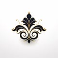 Luxury Black And Gold Floral Logo Element On White Background Royalty Free Stock Photo