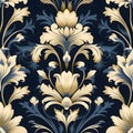 Luxury black, gold, grey floral wallpaper and background with seamless pattern Royalty Free Stock Photo