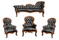 Luxury black leather armchair isolated