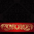 Luxury black ornamental Background decorated the red Ribbon