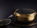 Luxury black sturgeon caviar, Generative AI Illustration