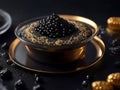 Luxury black sturgeon caviar, Generative AI Illustration