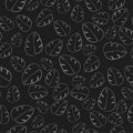 Luxury black and white background vector. Floral pattern, fantasy leaf plant line arts, Vector illustration