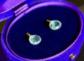 Luxury blue aquamarine and blue and purple jewelry case. Royalty Free Stock Photo