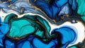Luxury Blue Gold Fluid Art Texture Teal Ink Alcohol Marble Abstract Background Pattern Royalty Free Stock Photo