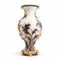 Luxury Blue And Gold Vase - Ornate Decoration - 8k 3d Photorealistic Renderings