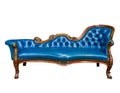 Luxury blue leather armchair isolated