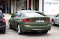 Luxury BMW 640d GT car with unusual green matte paint Royalty Free Stock Photo