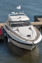 Luxury boat moored on a sunny day view from above Royalty Free Stock Photo