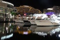 Luxury boats display in harbor of Sydney, night scene Royalty Free Stock Photo