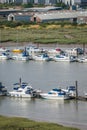 Luxury boats in marina in Rochester Royalty Free Stock Photo