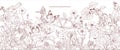 Luxury botanical background with trendy wildflowers and minimalist flowers