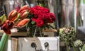 Luxury bouquet made of red roses in flower shop Royalty Free Stock Photo