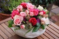 Luxury bouquet made of red roses in flower shop Valentines Bouquet of red roses Royalty Free Stock Photo