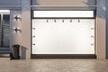 Luxury boutique with blank glass storefront and backlight lamps