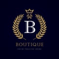 Luxury boutique crown key letter `B` monogram logo Royalty Free Stock Photo