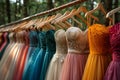 Luxury boutique offering elegant formal dresses for weddings proms and special events. Concept Royalty Free Stock Photo