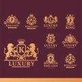 Luxury boutique Royal Crest high quality vintage product heraldry logo collection brand identity vector illustration.