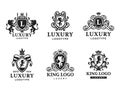 Luxury boutique Royal Crest high quality vintage product heraldry logo collection brand identity vector illustration. Royalty Free Stock Photo