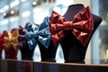 luxury bow ties showcased on a mannequin in a store