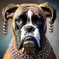 The Luxury Boxer Dog dressed Up with Jewels