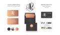 Luxury brand identity. Calligraphy AB letters - sophisticated logo design. Couple business card designs included