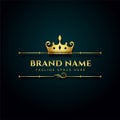 luxury brand logo with golden crown design Royalty Free Stock Photo